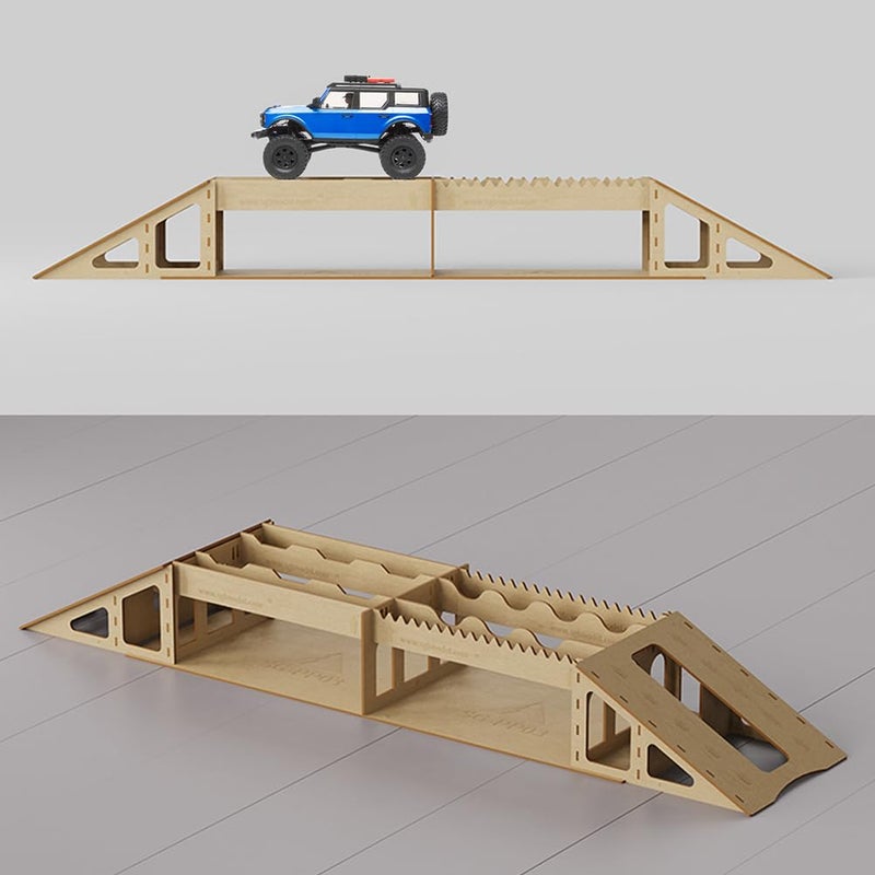 YSKMLOLP RC Wood Bridge, Crawler Car Simulated Obstacle Steep Roadblock Xyloid Bridge,RC Car Obstacle and Seesaw Simulation Tool Accessories (C) - Image 3